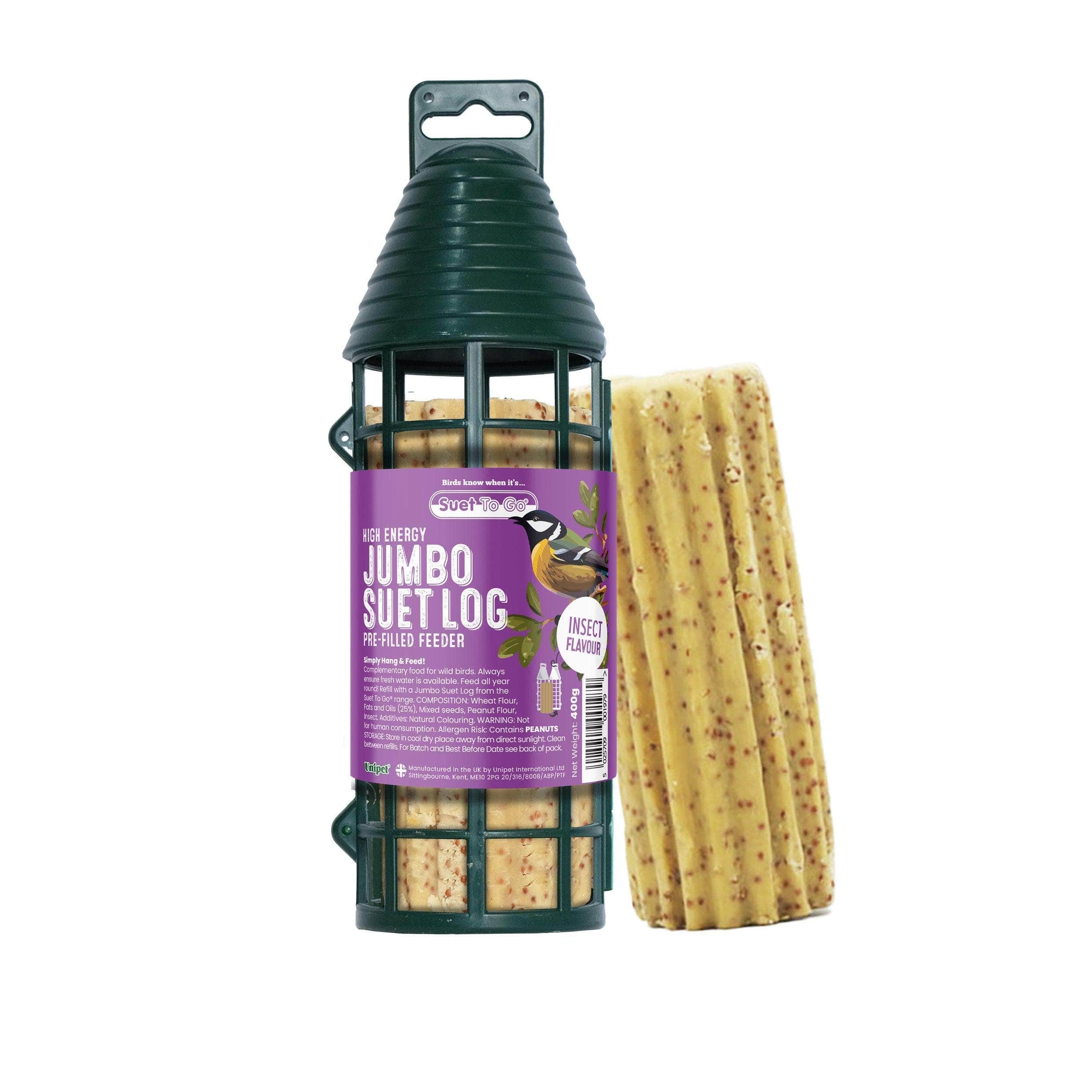 Suet To Go Filled Jumbo Suet Log Feeder - Insect