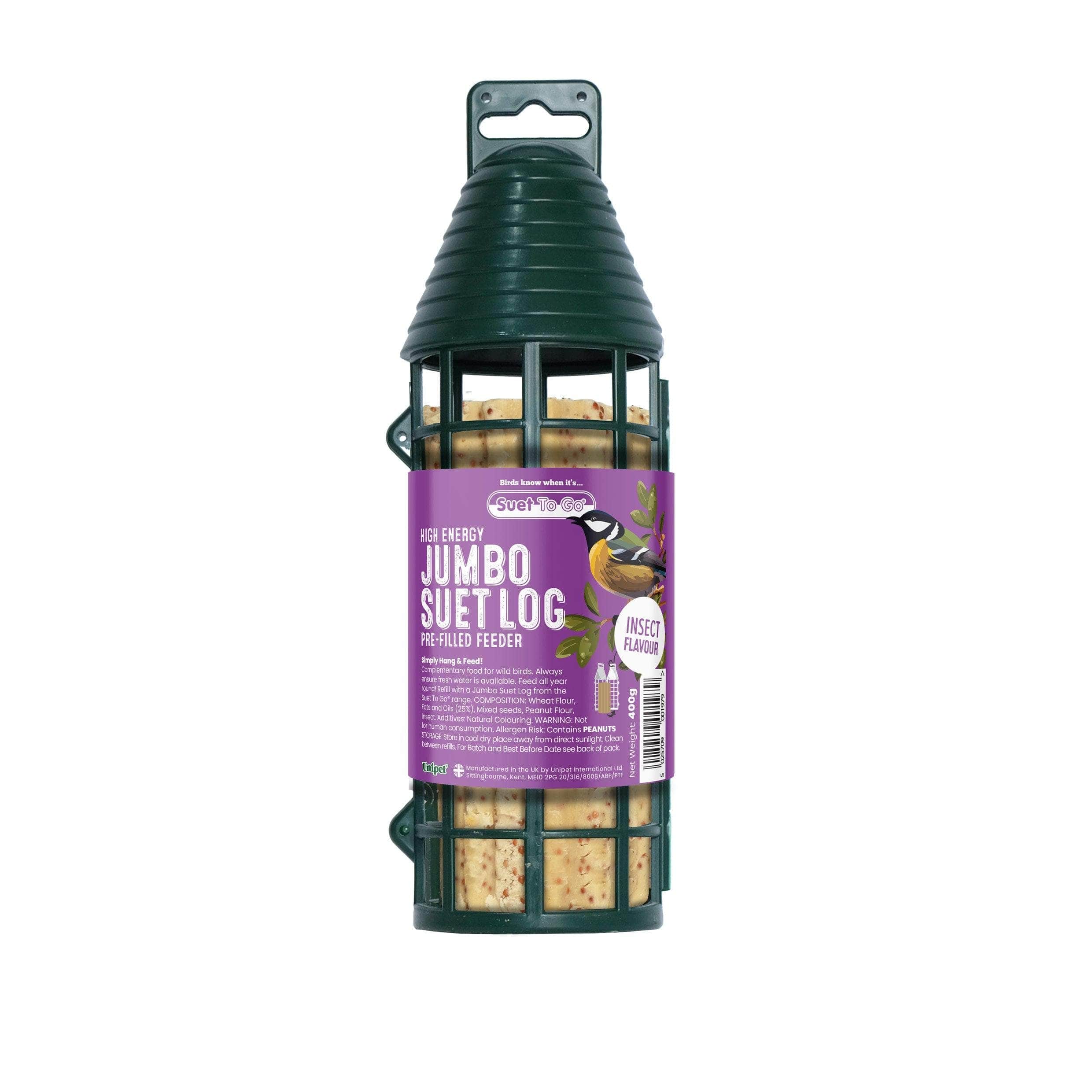 Suet To Go Filled Jumbo Suet Log Feeder - Insect