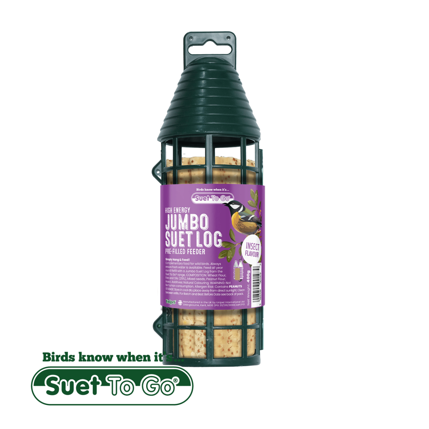 Suet To Go Suet To Go Filled Jumbo Suet Log Feeder - Insect