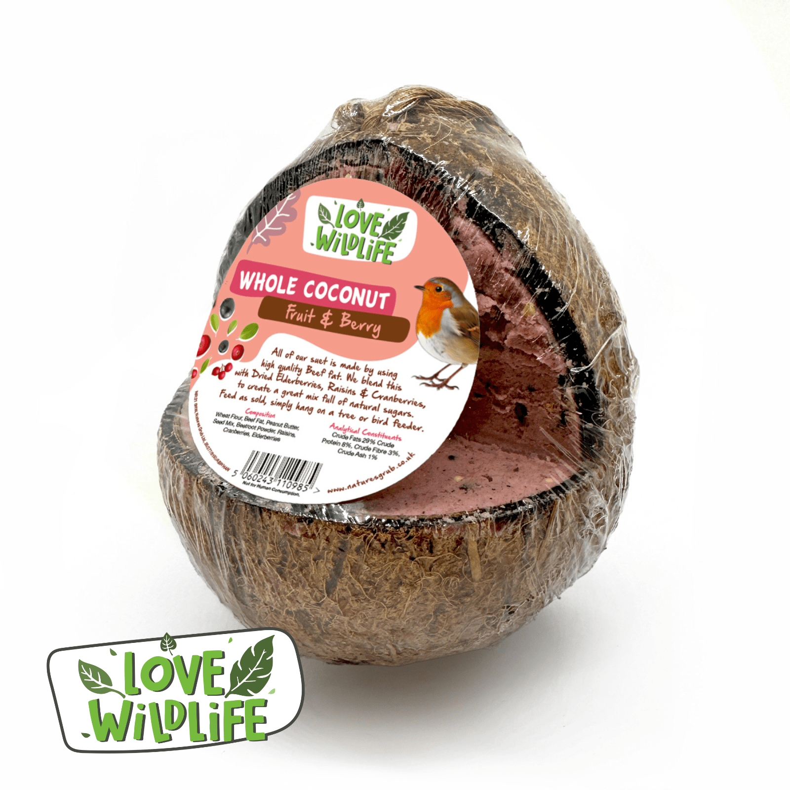 The Birdfood Warehouse Love Wildlife Fruit & Berry Coconut Feeder
