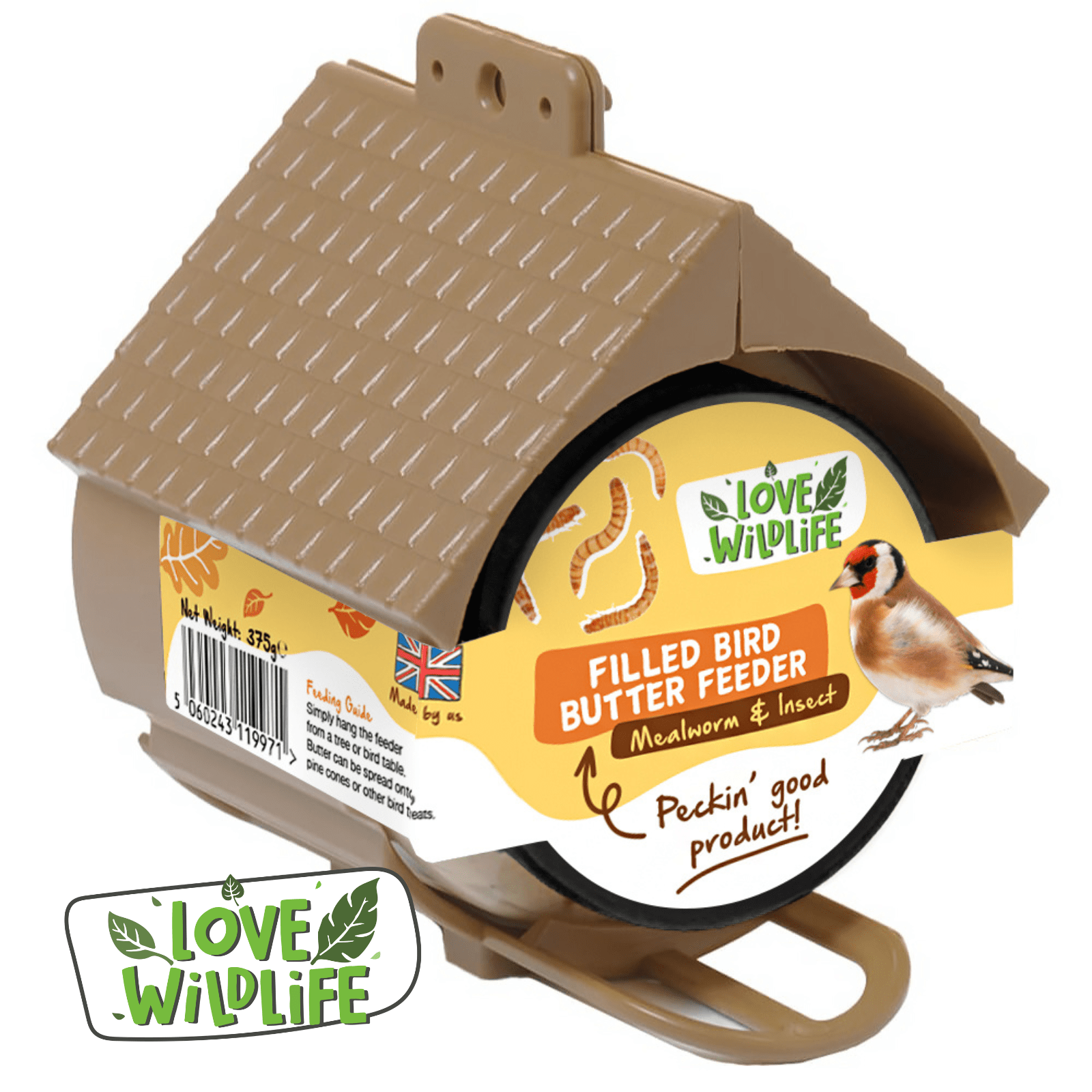 The Birdfood Warehouse Love Wildlife Bird Butter Filled Feeder (Mealworm & Insect)