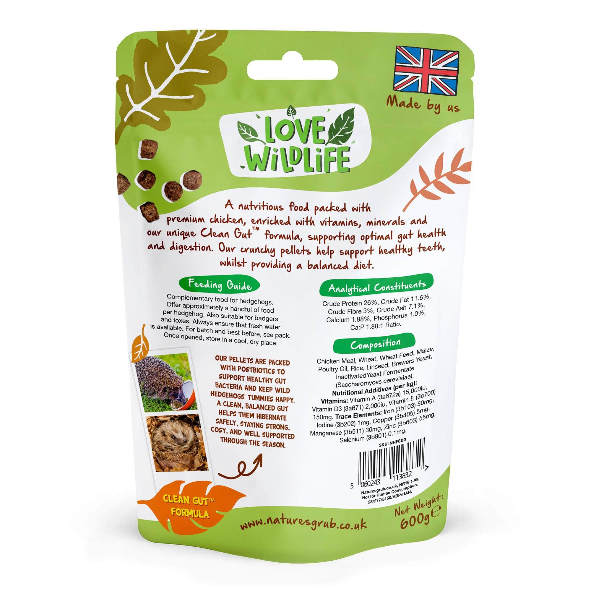 The Birdfood Warehouse Love Wildlife Native Hedgehog Food 600g