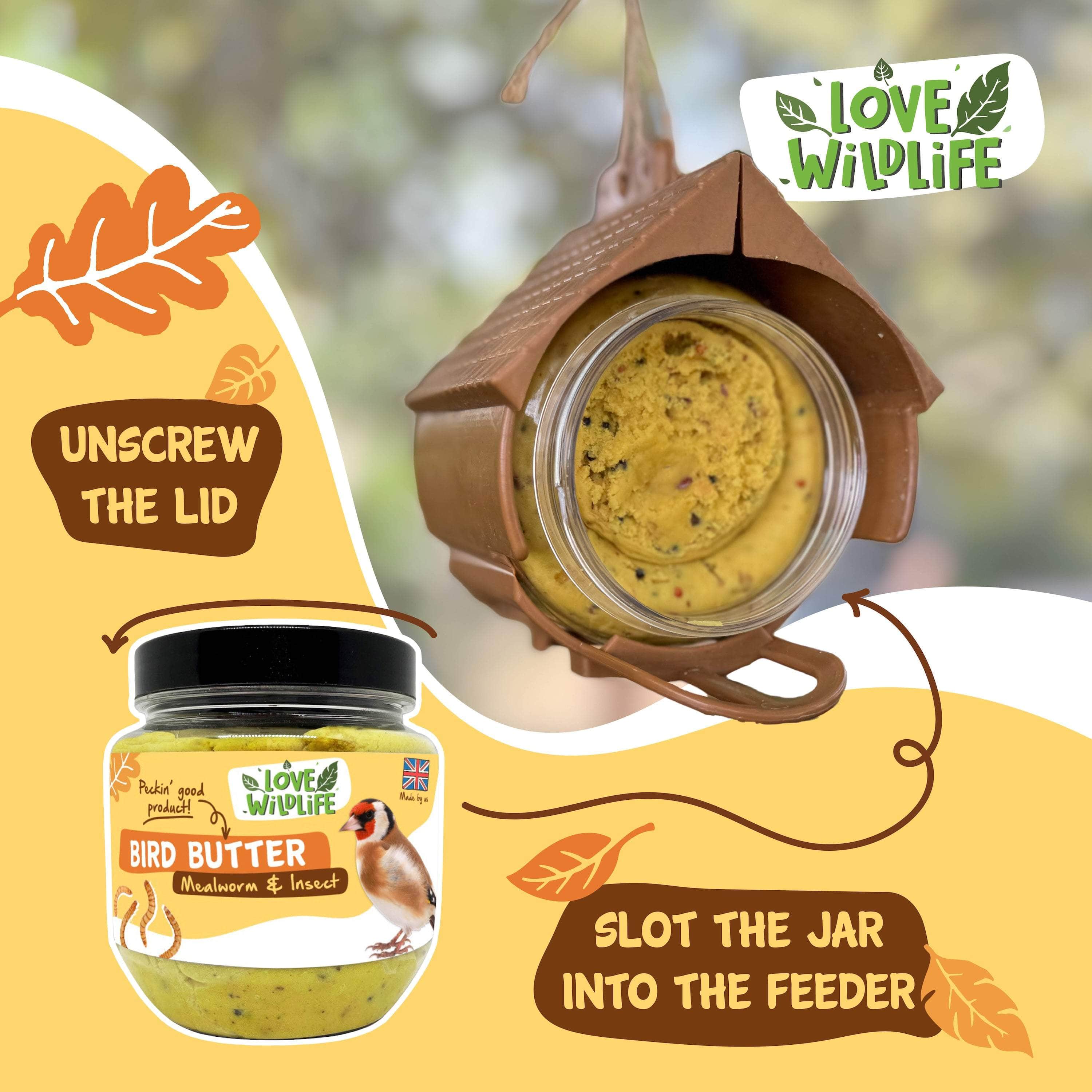 The Birdfood Warehouse Love Wildlife Mealworm & Insect Bird Butter 375g