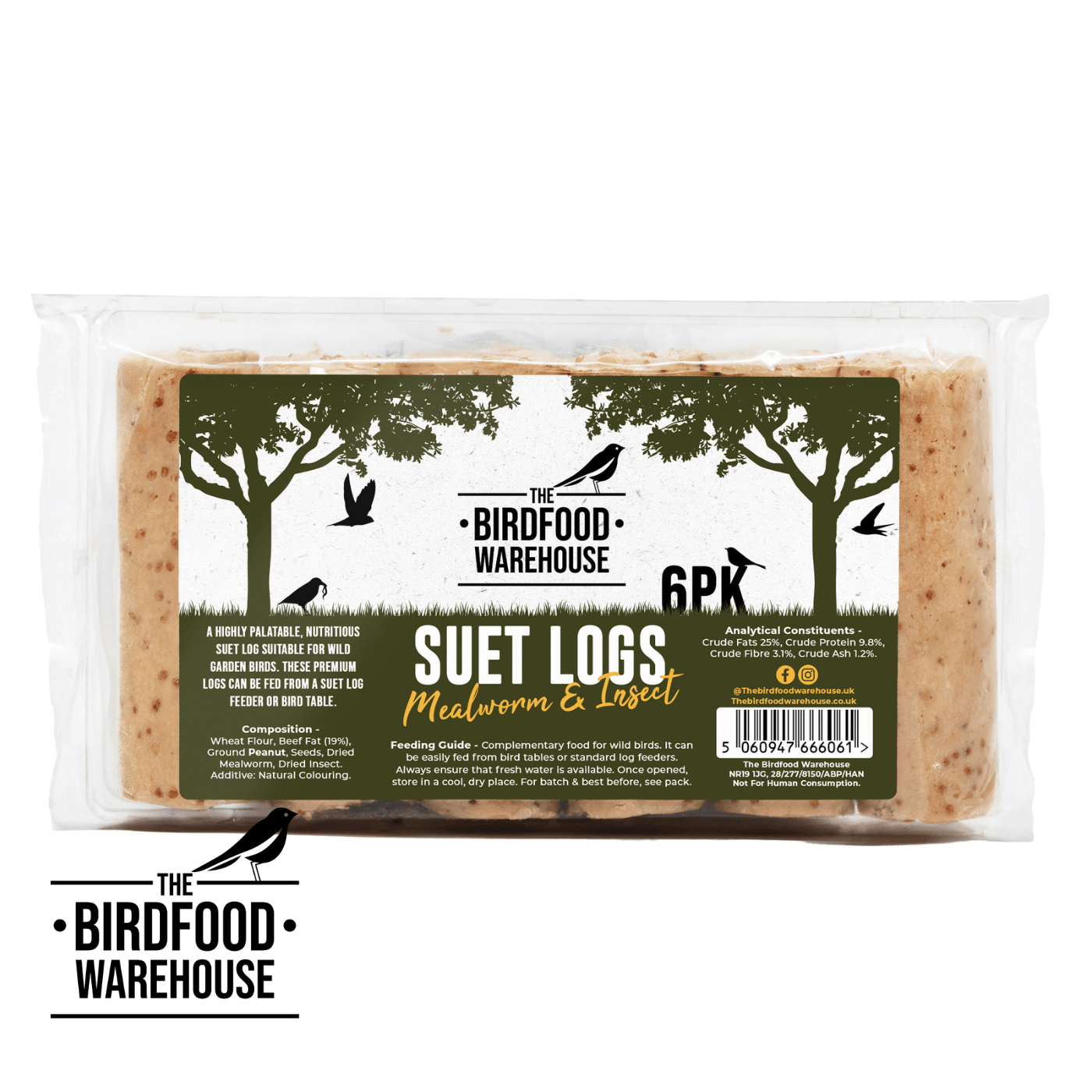 The Birdfood Warehouse Mealworm & Insect Suet Logs