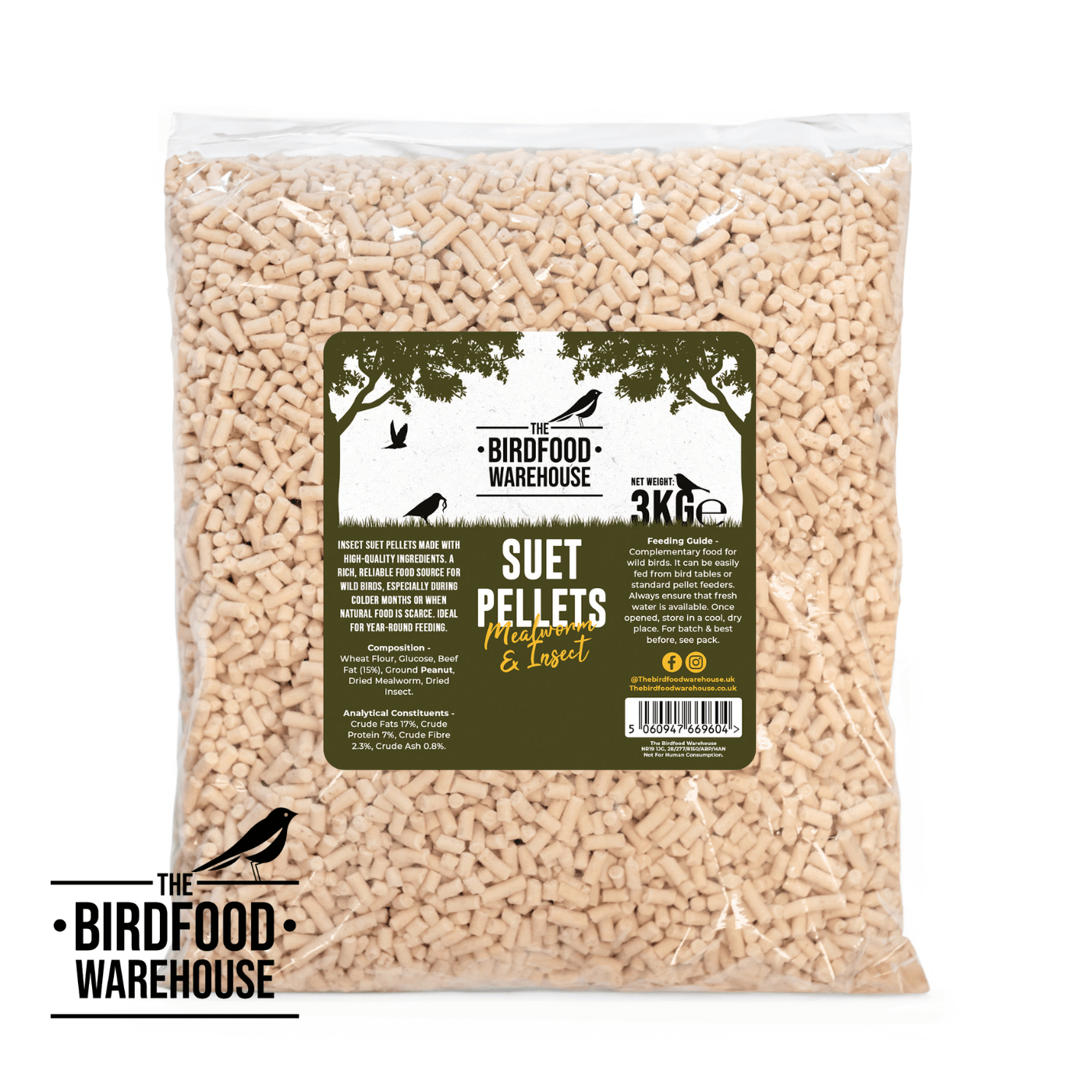 The Birdfood Warehouse Suet Pellets 3kg - Mealworm & Insect